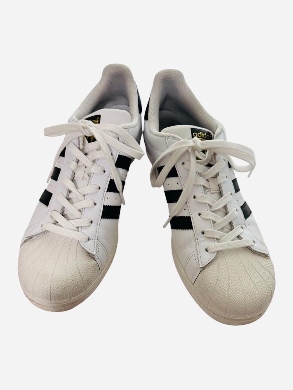 Adidas Superstar white tennis shoes with black stripes size 11